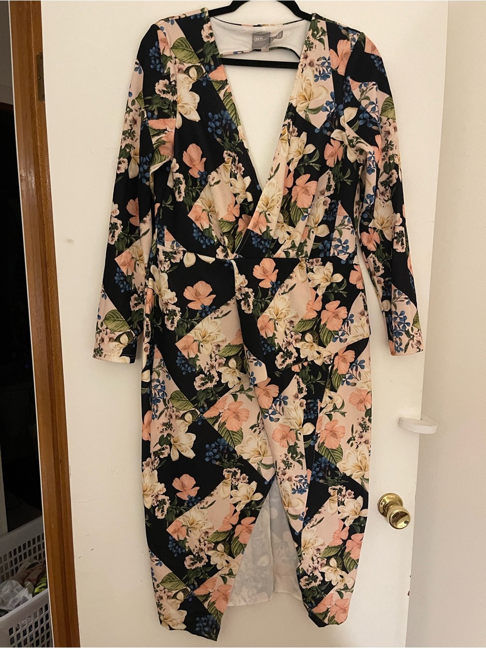 ASOS Floral Long Sleeve Wrap Maxi Dress Size US 12